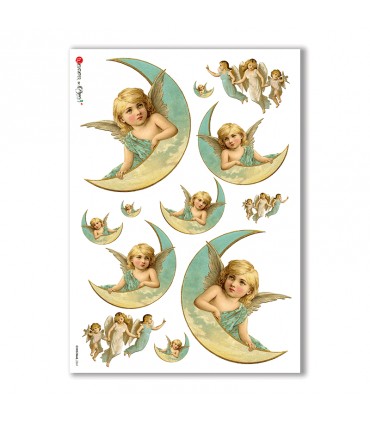 CHRISTMAS-0261. Carta di riso vittoriana Natale per decoupage.