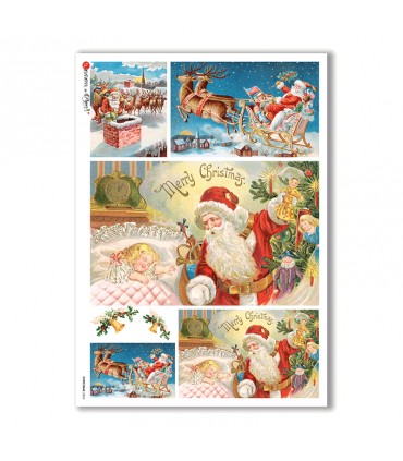 CHRISTMAS-0264. Papel de Arroz Navidad victoriano para decoupage.