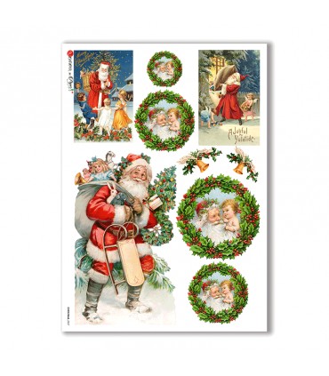 CHRISTMAS-0267. Christmas Rice Paper victorian for decoupage.