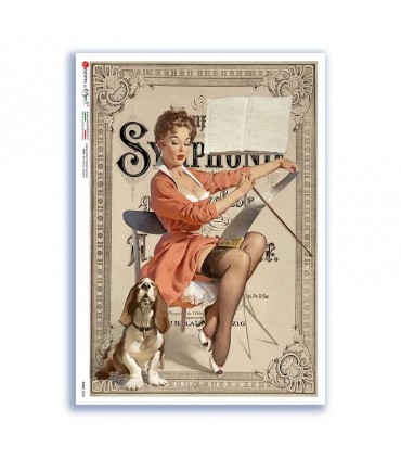 PINUP-0030. Carta di riso pin-up per decoupage.