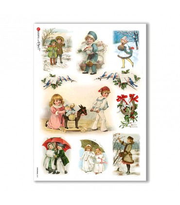 CHRISTMAS-0269. Christmas Rice Paper victorian for decoupage.