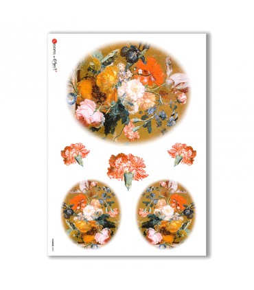 FLOWERS-0005. Carta di riso vittoriana fiori per decoupage.