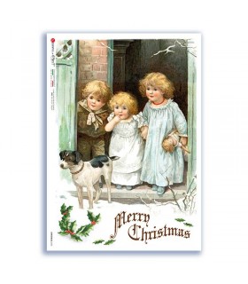 CHRISTMAS-0350. Papel de Arroz victoriano Navidad para decoupage.