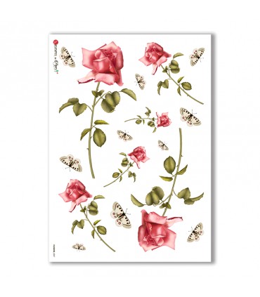 FLOWERS-0007. Victorian Rice Paper flowers for decoupage.