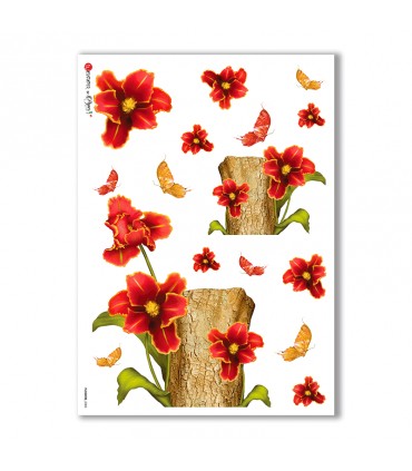 FLOWERS-0008. Carta di riso fiori per decoupage.