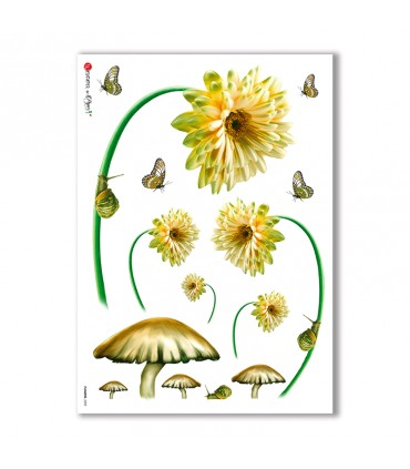 FLOWERS-0009. Carta di riso fiori per decoupage.