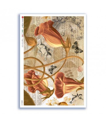 FLOWERS-0385. Carta di riso fiori per decoupage.