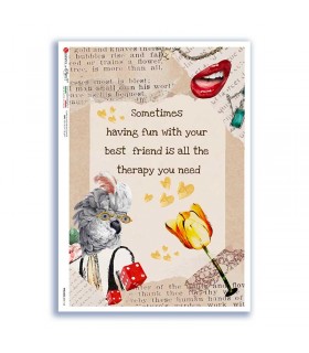 PHRASES-0041-UK. Carta di riso frasi per decoupage.