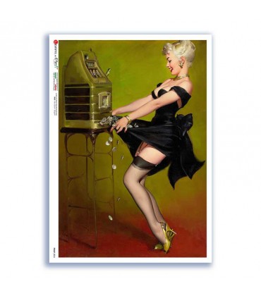 PINUP-0034. Papel de Arroz pin-up para decoupage.