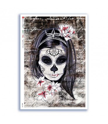 SKULL-0030. Carta di riso teschi per decoupage.