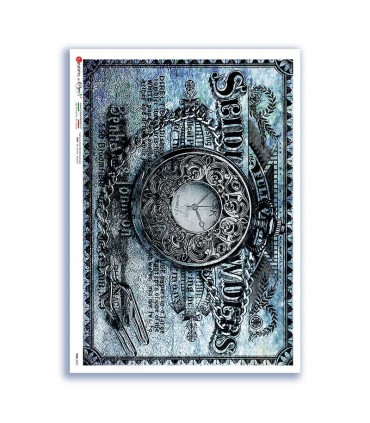 TIME-0031. Papel de Arroz relojes para decoupage.