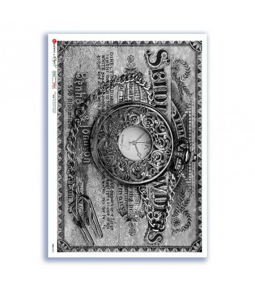 TIME-0033. Papel de Arroz relojes para decoupage.
