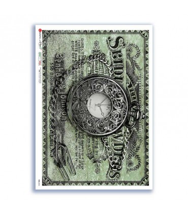 TIME-0034. Carta di riso orologi per decoupage.