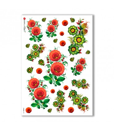 FLOWERS-0029. Carta di riso fiori per decoupage.