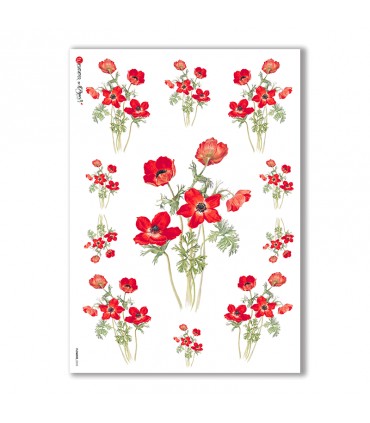 FLOWERS-0035. Papel de Arroz victoriano flores para decoupage.