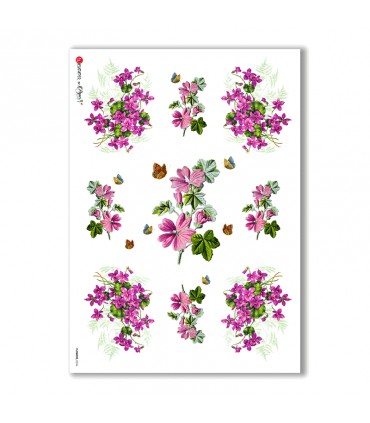 Carta di riso vittoriana per decoupage fiori