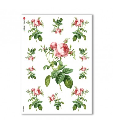 FLOWERS-0040. Papel de Arroz victoriano flores para decoupage.