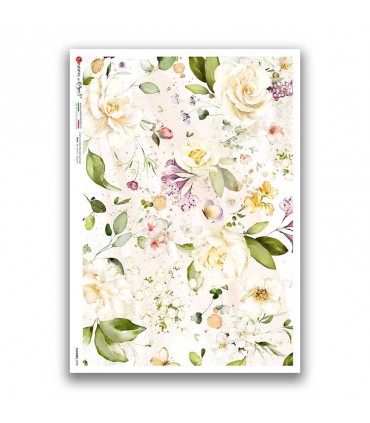 FLOWERS-0390. Carta di riso fiori per decoupage.