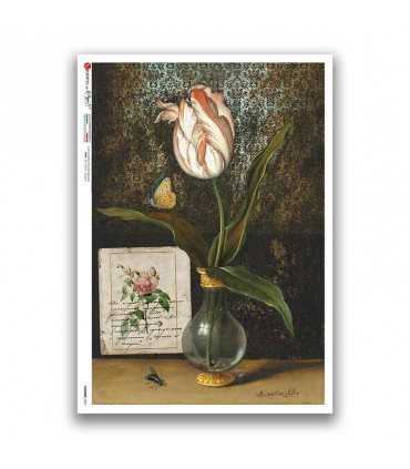FLOWERS-0391. Carta di riso fiori per decoupage.