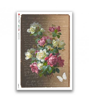 FLOWERS-0393. Papel de Arroz flores para decoupage.