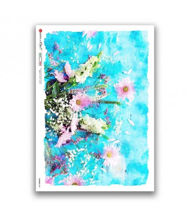 FLOWERS-0399. Papel de Arroz flores para decoupage.