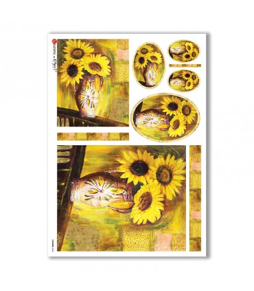 FLOWERS-0044. Papel de Arroz flores para decoupage.