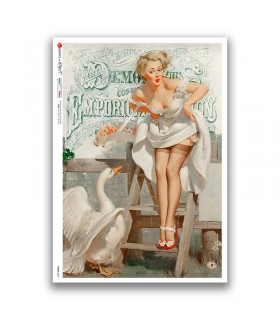 PINUP-0039. Carta di riso pin-up per decoupage.