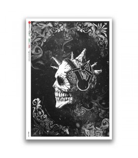 SKULL-0033. Carta di riso teschi per decoupage.