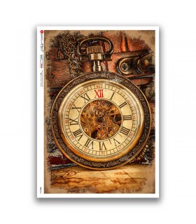 TIME-0041. Carta di riso orologi per decoupage.