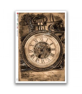 TIME-0042. Carta di riso orologi per decoupage.