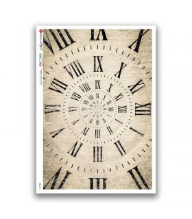 TIME-0043. Carta di riso orologi per decoupage.