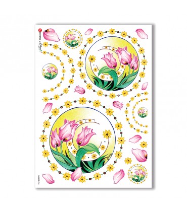 FLOWERS-0065. Carta di riso fiori per decoupage.