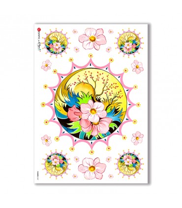 FLOWERS-0067. Carta di riso fiori per decoupage.