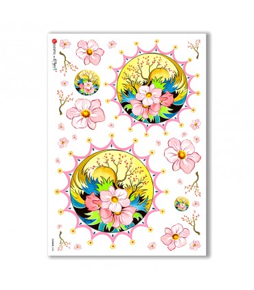 FLOWERS-0068. Carta di riso fiori per decoupage.