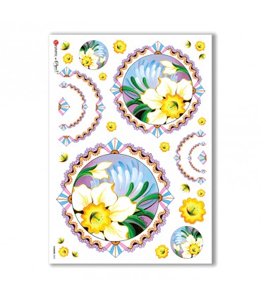 FLOWERS-0070. Carta di riso fiori per decoupage.
