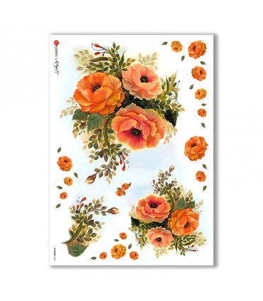 FLOWERS-0075. Carta di riso fiori per decoupage.