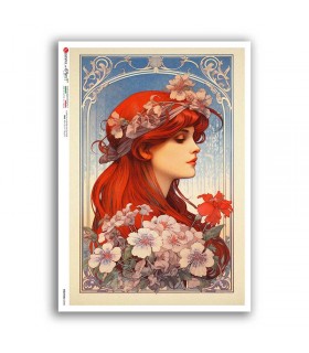 NOUVEAU-0048. Carta di riso art nouveau per decoupage.