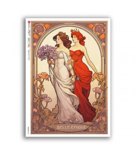 NOUVEAU-0049. Carta di riso art nouveau per decoupage.