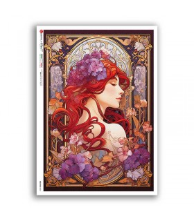 NOUVEAU-0051. Carta di riso art nouveau per decoupage.