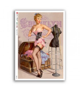 PINUP-0042. Carta di riso pin-up per decoupage.