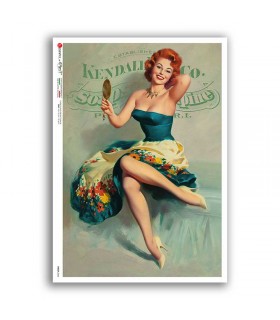 PINUP-0044. Carta di riso pin-up per decoupage.