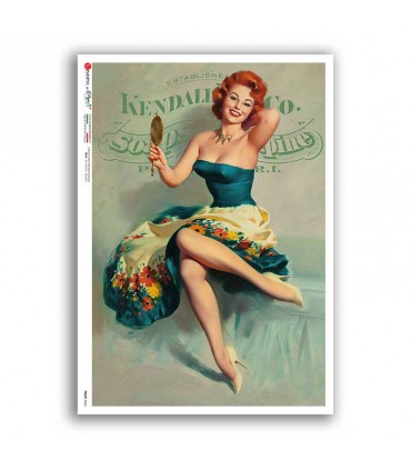 PINUP-0044. Papel de Arroz pin-up para decoupage.