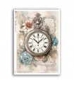 TIME-0046. Carta di riso orologi per decoupage.