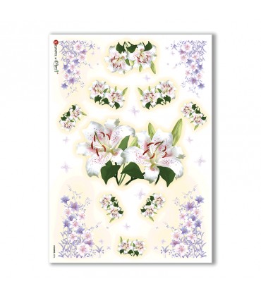 FLOWERS-0096. Carta di riso fiori per decoupage.