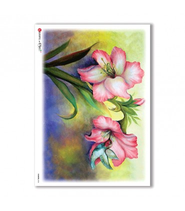 FLOWERS-0104. Carta di riso fiori per decoupage.
