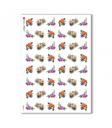 FLOWERS-0107. Papel de Arroz victoriano flores para decoupage.