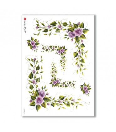 FLOWERS-0114. Carta di riso fiori per decoupage.
