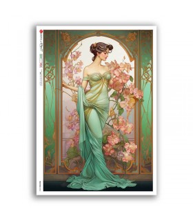 NOUVEAU-0055. Carta di riso art nouveau per decoupage.