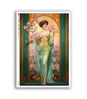 NOUVEAU-0056. Carta di riso art nouveau per decoupage.