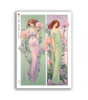 NOUVEAU-0058. Carta di riso art nouveau per decoupage.